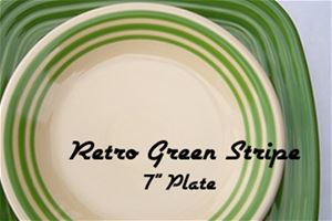 Retro Green Stripe 7 inch Salad Plate