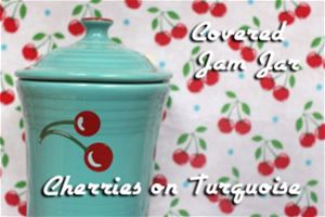 Fiesta Cherries on Turquoise Jam Jar