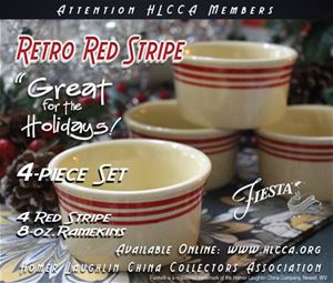 Set of 4 Retro Red Stripe Ramekin