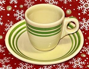 HLCCA Retro Green Stripe Demitasse Cup and Saucer