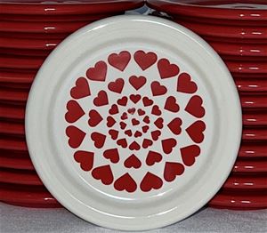 White Coaster with Scarlet Hearts