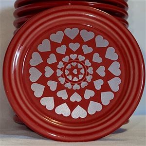 Scarlet Coaster with Silver Hearts