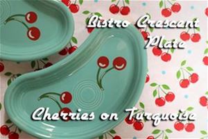 Fiesta Cherries Turquoise Individual Bistro Crescent Plate