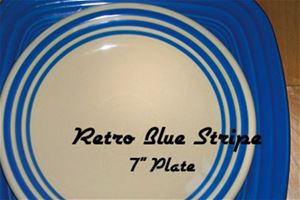 Retro Blue Stripe 7 inch Salad Plate