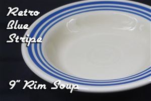 Fiesta retro blue stripe 9 inch rim soup bowl