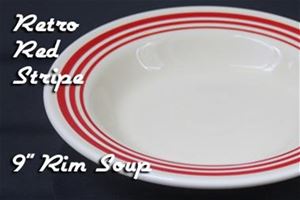 Fiesta retro red stripe 9 inch rim soup bowl