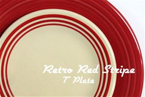 Retro Red Stripe 7 inch Salad Plate